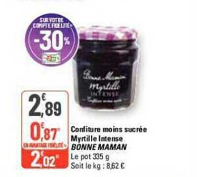 confiture moins sucrée myrtille intense bonne maman