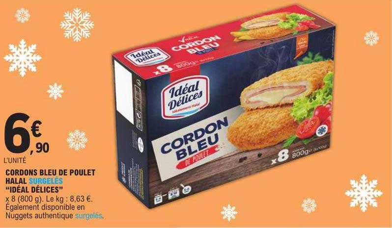 Cordons Bleu De Poulet Halal Surgelés "idéal Délices"