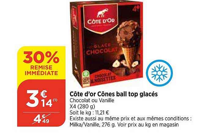 Côtes D'or Cônes Ball Top Glacés