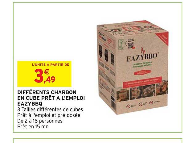différents  charbon en cube prêt à l'emploi eazybbq
