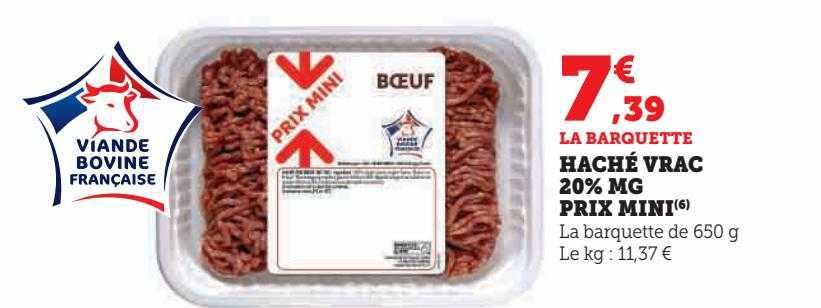 haché vrac 20% mg prix mini