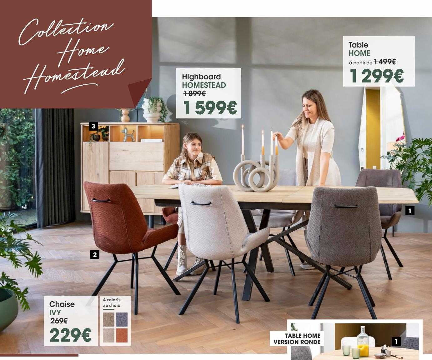 Highboard Homestead, Chaise Ivy, Table Home