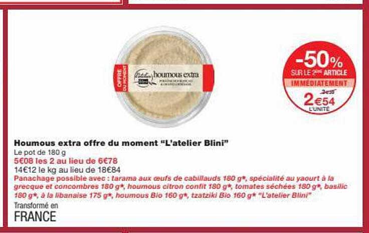 houmous extra offre du moment "l'atelier blini"