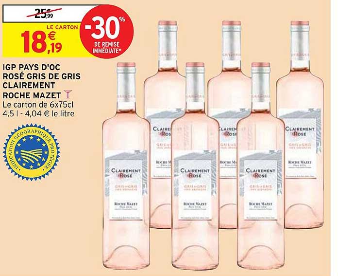 igp pays d'oc rosé gris de gris clairement roche mazet