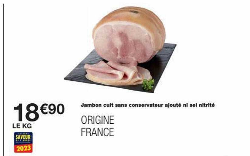jambon cuit sans conservateur ajouté ni sel nitrité