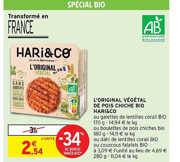 l'original végétal de pois chiche bio hari & co
