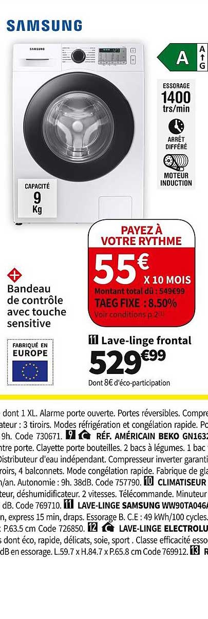 lave-linge frontal samsung