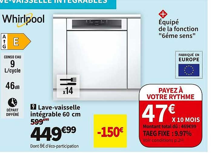 lave-vaisselle intégrable 60 cm whirlpool