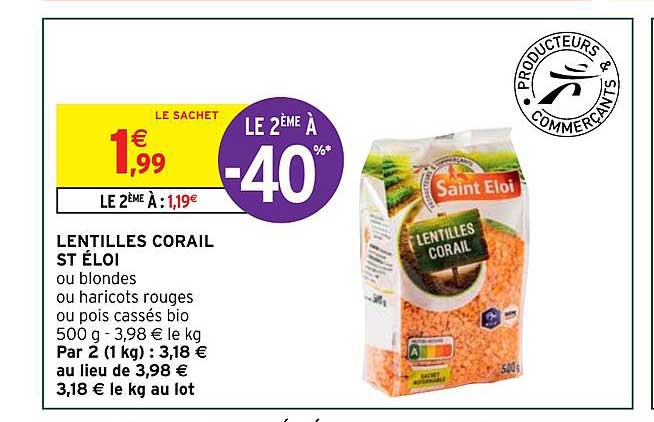 Lentilles Corail St éloi