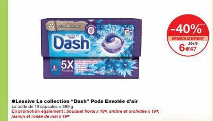 lessive la collection "dash" pods envolée d'air