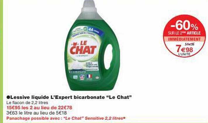 Lessive Liquide L'expert Bicarbonate "le Chat"