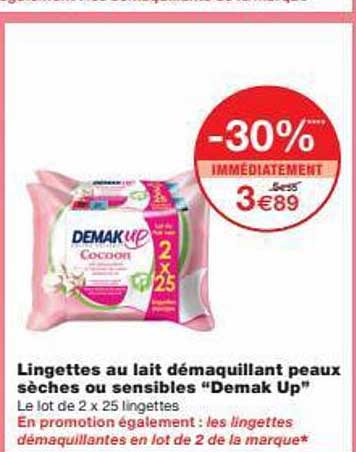 lingettes au lait démaquillant peaux sèches ou sensibles "damak up"