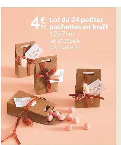 lot de 24 petites pochettes en kraft