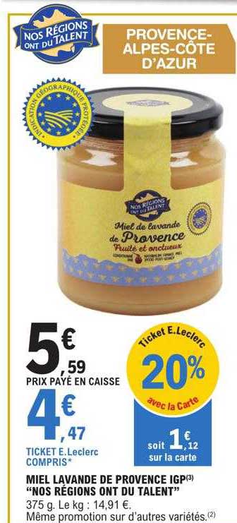 Miel Lavande De Provence Igp "nos Régions Ont Du Talent"