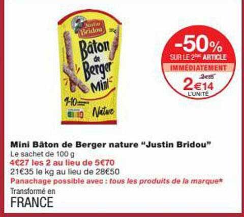 mini bâton de berger nature "justin bridou"