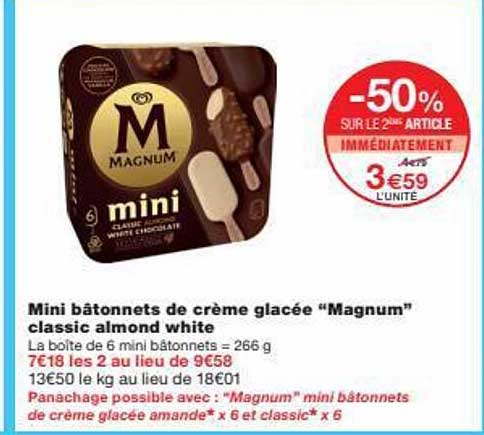 Mini Bâtonnets De Crème Glacée "magnum" Classic Almond White