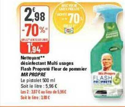 nettoyant désinfectant multi usages flash propreté fleur de pommier mr propre