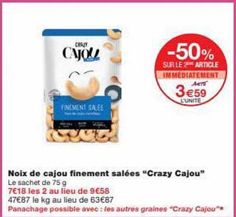 Noix De Cajou Finement Salées "crazy Cajou"