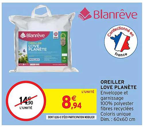 oreiller love planète blan rêve