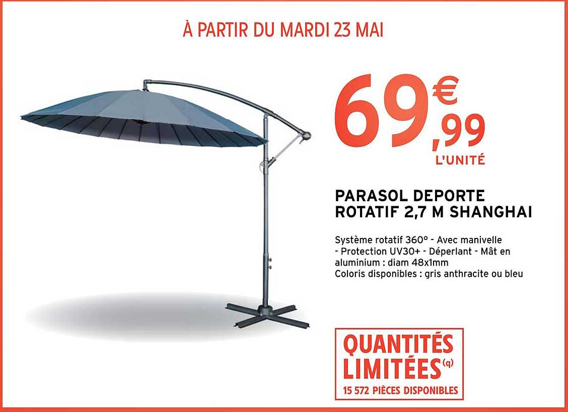 parasol déporté rotatif 2,7 m shanghai