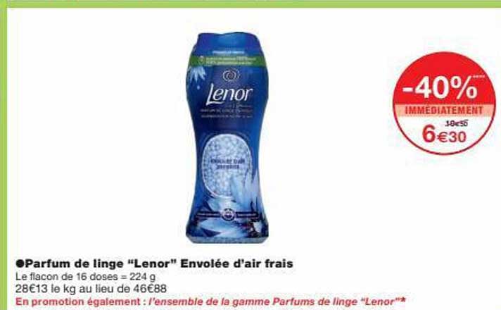 parfum de linge "lenor" envolée d'air frais