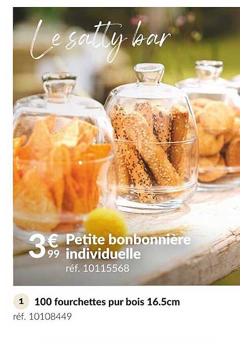 petite bonbonnière individuelle, 100 fourchettes pur bois 16.5 cm