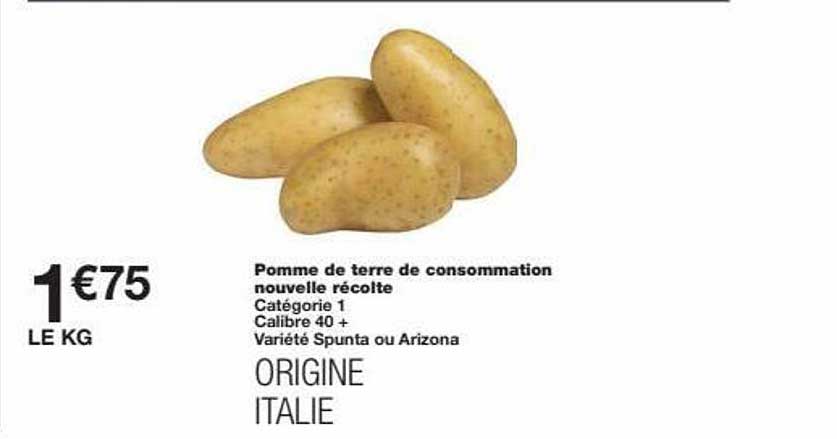pomme de terre de consommation nouvelle récolte