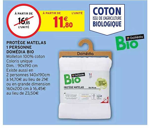 protège matelas 1 personne domédia bio