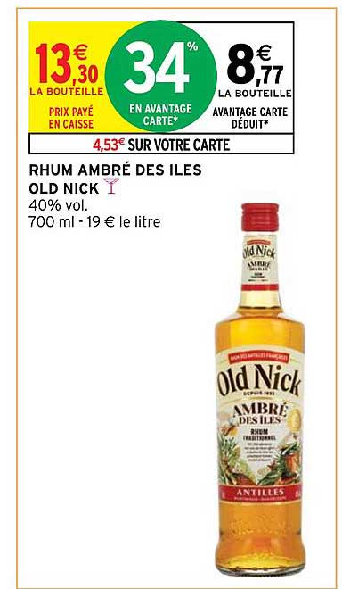 rhum ambré des îles old nick