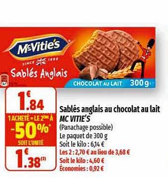 sablés anglais au chocolat au lait mc vitie's