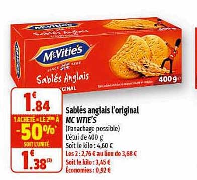 sablés anglais l'original mc vitie's
