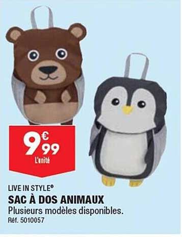 sac à dos animaux live in style