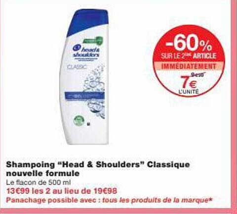 shampoing "head & shoulders" classique nouvelle formule