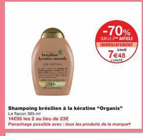 shampoing brésilien à la kératine "organix"