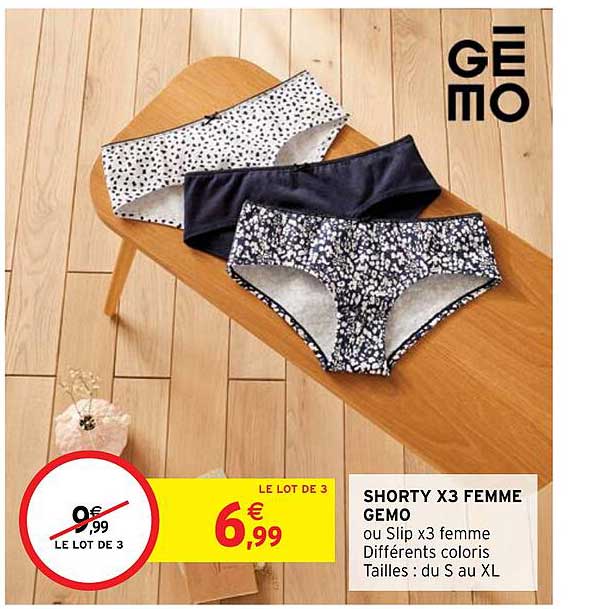 Shorty X 3 Femme Gemo