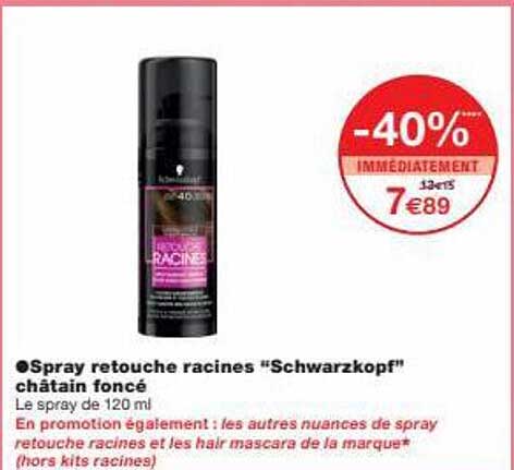 spray retouche racines "schwarzkopf" châtain foncé