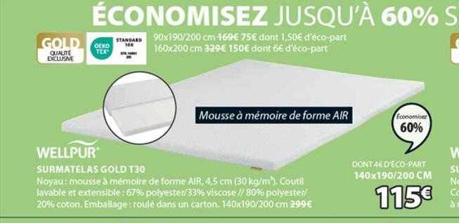 Surmatelas Gold T30 Wellpur