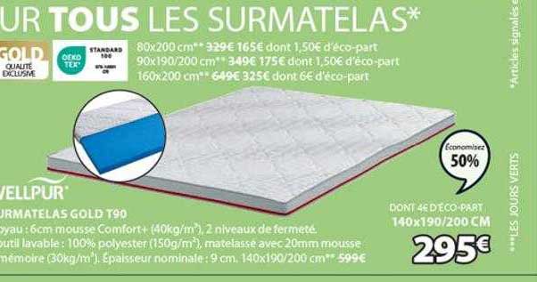 surmatelas gold t90 wellpur