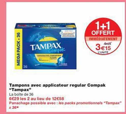 tampons avec applicateur regular compak "tampax"