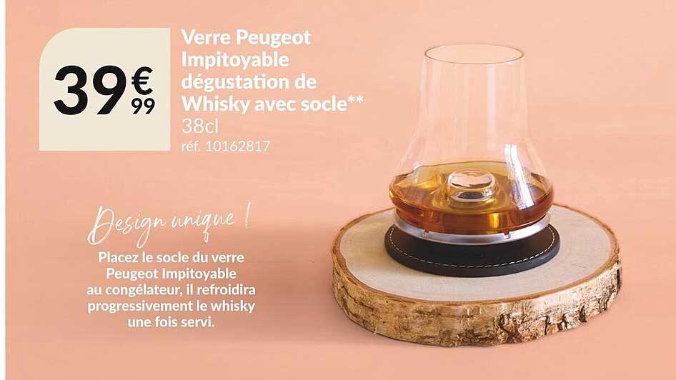 verre peugeot impitoyable dégustation de whisky avec socle