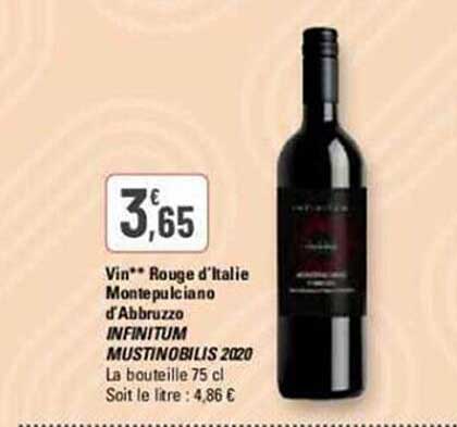 vin rouge d'italie montepulciano d'abbruzzo infinitum mustinobilis 2020