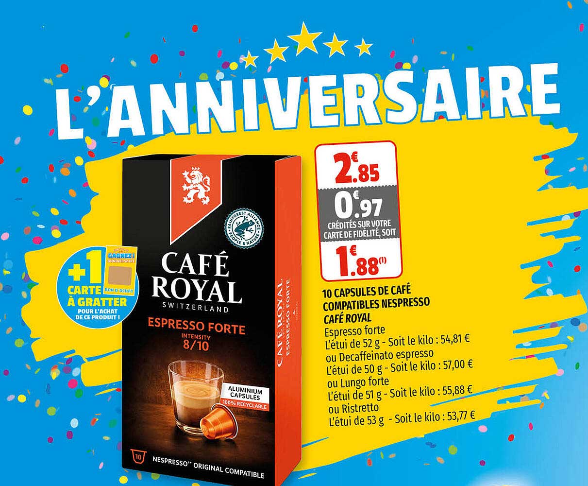10 capsules de café compatibles nespresso  café royal