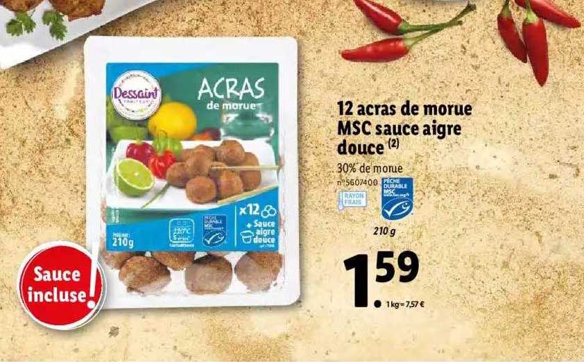 12 acras de morue msc sauce aigre douce