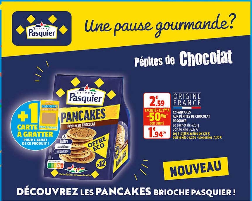 12 Pancakes Aux Pépites De Chocolat Pasquier