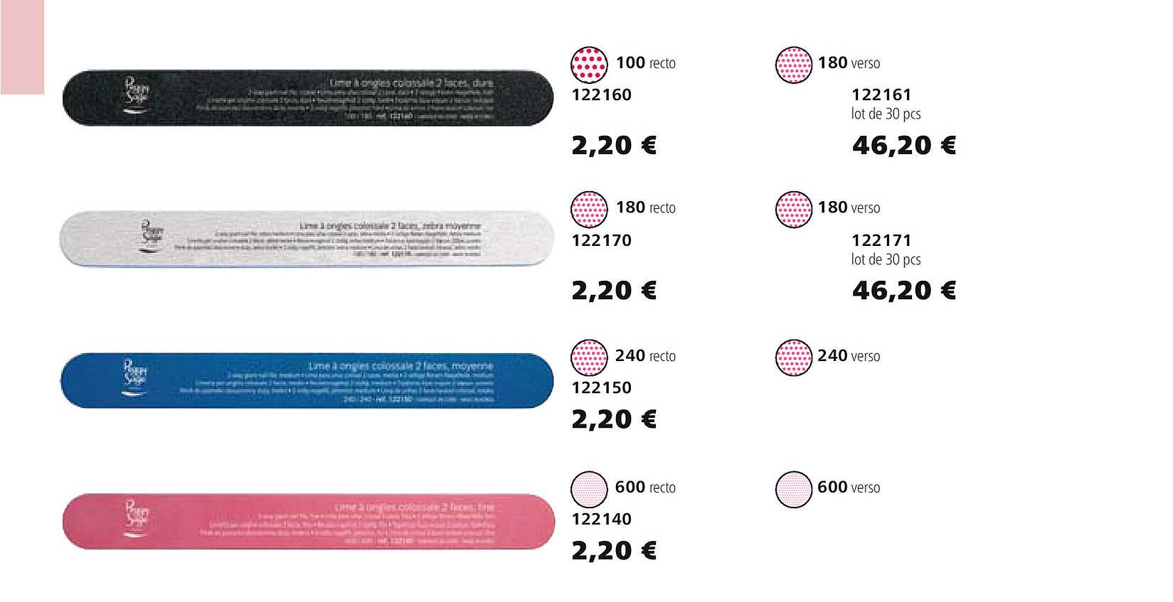 122160 122161 lot de 30 pcs 122170 122171 lot de 30 pcs 122150 122140