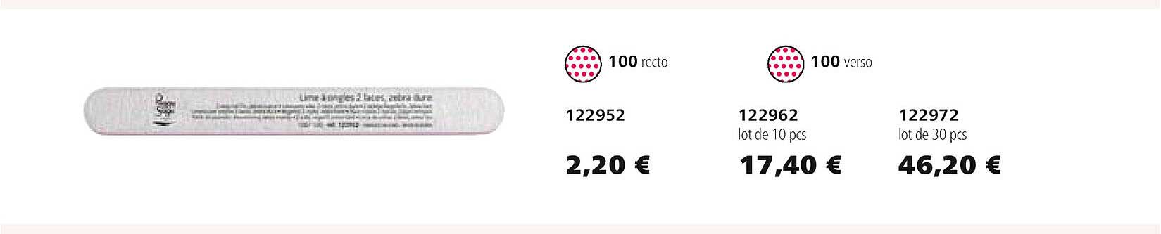 122952 122962 lot de 10 pcs 122972 lot de 30 pcs