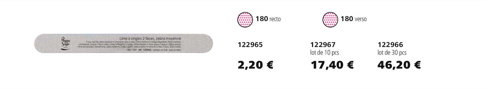 122965 122967 lot de 10 pcs 122966 lot de 30 pcs