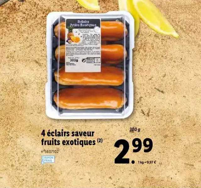 4 Eclairs Saveur Fruits Exotiques