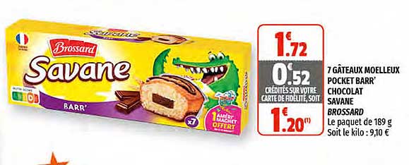 7 gâteaux moelleux pocket barr' chocolat brossard