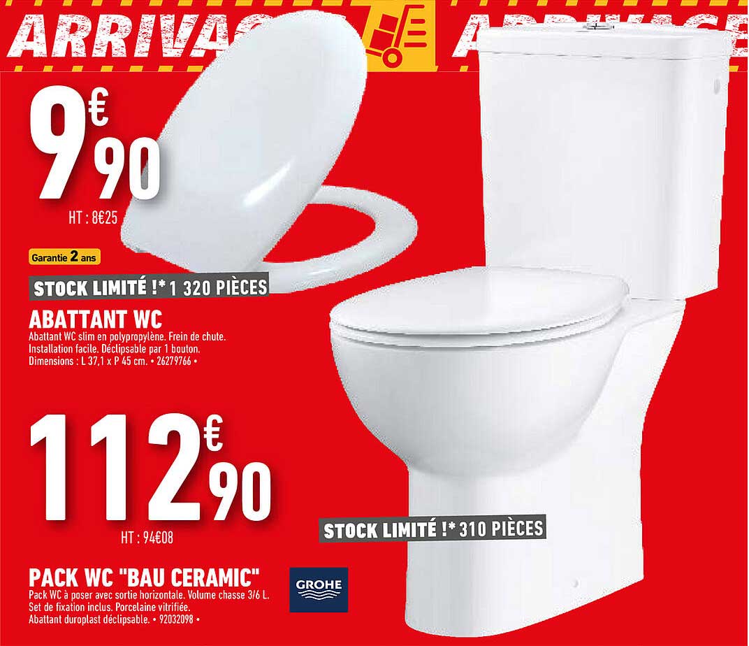 abattant wc, pack wc "bau ceramic" grohe